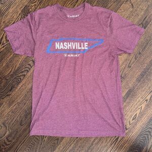 Ariat Nashville T-Shirt Men's S Maroon Heather Graphic Print Crew Neck